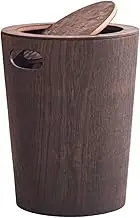 Generic Wood Trash Can Kitchen Garbage Basket Decorative Rustic Garbage Bin Can Waste Container, Dark Walnut