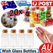 20pcs Mini Glass Vials Container Bottles With Cork Top Mini Wish Bottle Jar 40ml