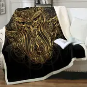 Golden Royal Owl Throw Blanket