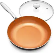 MICHELANGELO Frying Pan with Lid, Nonstick 8 Inch Frying Pan with Ceramic Tit...