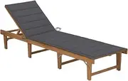 Folding Sun Lounger with Cushion Solid Wood Acacia Patio Sun Loungers