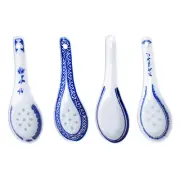 4 Pcs Bowls Blue and White Porcelain Spoon Honey Serving Utensils