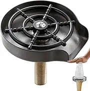 VEVOR Glass Rinser, 10 Powerful Spraying Jets 360° Rotating Cup Rinser for Sink, 304 Stainless Steel Faucet Cup Washer with ABS Cup Holder for Baby Bottle, Glass Cup, Wine Glass (Silver Grey Base)