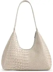 [ADOSON] Women Crescent Underarm Shoulder Bag with Zipper,Alligator Print Tote Handbag Hobo Bag PU Patent Leather Clutch Purse