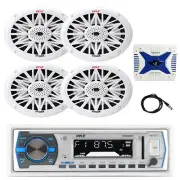 Pyle Bluetooth Marine MP3 Stereo Receiver, 4x 6x9" 260W Boat Speakers, Amplifier