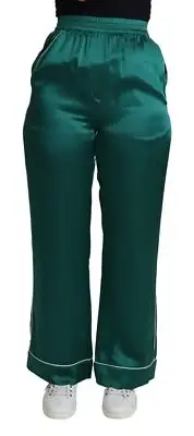 Dolce & Gabbana Exquisite Silk Pajama Trousers in Lush Women's Green Authentic