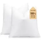 Set of 2 Down and Feather Throw Pillow Inserts 18x18 Soft Fluffy Pillow Inser...