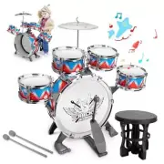 Toddler Drum Set Kids Jazz Drum Kit with Stool Musical Instruments Toys Style B