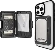 Pelican Magnetic Wallet/Card Holder [RFID Blocking] MIL-STD Drop Protection - Snap-on MagSafe Wallet - Detachable Hard Shell Wallet for iPhone 15 Pro Max/14 Pro Max/13 Pro Max/12 - Brushed Titanium