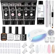 THR3E STROKES TOXIC FREE Poly Nail Gel Extension Kit for Builder Gel, UV Nail Art Kit, Nail Extension Set, Glue-Free Manicure and Pedicure Set (21 Items in Set) (THE OP KIT)