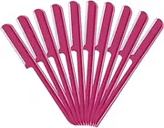 10 Pieces Women's Facial Razor Eyebrow Shaver Razor Brow Shaper Eyebrow Trimmer Dermaplaner Shaping Tool with Cover (Rose Red)