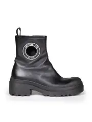 Black Leather Cut Out Boots