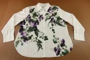 chicos Womens 16 White Floral No Iron Stretch Long Sleeve Button Front Top NWT