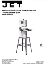Jet Band Saw Owner's Manual Model JWBS-10OS FREE SHIPPING