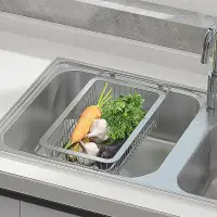 在飛比找蝦皮購物優惠-洗碗盤架水槽瀝水架不鏽鋼304伸縮瀝水籃 碗盤瀝水架  水果
