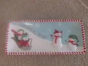 St. Nicholas Square 'MERRY MERRY' Tray/Platter Snowman Penguin