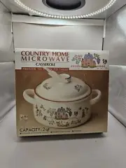 JAMESTOWN STONEWARE OLD COUNTRY FARM DUTCH OVEN POT CASSEROLE WITH LID 2 Quarts