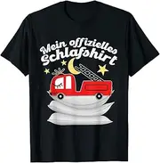 [X.Style] Napping Pajama Sleeping Shirt Cute Lazy fire Truck ds859 T-Shirt Black