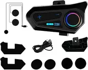 Motorcycle Communication Headset, Half Helmet Headphone, 13.3x10x4.1cm, Noise-Reducing Mic, Type-C Fast Charging, Black, IPX6 Waterproof Wireless for Men, Women, Outdoor, Cycling