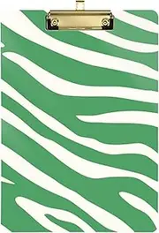 Green and White Print clipboard Hardware Brass Acrylic Cute for Homework Pediatric Size 9 x 12