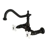 Kingston Brass KS124.PX Heritage 1.8 GPM Widespread Bridge - Black
