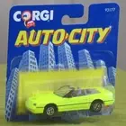 Corgi Auto City Chartreuse Colored Mercedes Benz Convertible on Card Mattel