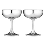 2PK Aurora 300ml Coupe Glasses Drinking Cocktail Cup Stemware Glass Set Silver