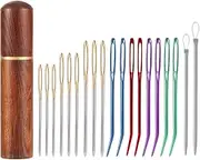 20pcs Yarn Needles Set, Steel Large Eye Hand Sewing Needles Bent Tapestry Needle Loop Wool Needles with Wooden Case for Embroidery Knitting Crochet Project