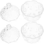 Sweet Storage Jars Glass Candy Containers With Lid Round Shape Simple Style For Kitchen Counter Family Use 2Set