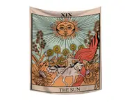 T37 95*73cm Retro Sun and Moon Tarot Card Hanging Cloth Beautiful Wall Background Tapestry for Bedroom Living Room Decoration