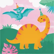 Girl Dino Party Large Napkins / Serviettes (Pack of 16)