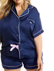 BNWT Peter Alexander Navy Blue SHORT Satin PJ Set Size XXL Ladies