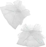 [DEARMAMY] 1set Feminine Wrist Cuffs With Sequin Bowknot Lace Wrist Cuff For Women Bridal Accessories Detachable Sleeves For Wedding Dress 2pcs