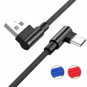 Braided 90o Degree Angle USB C Type C Fast Data Snyc Charger Charging Cable 1m - Blue