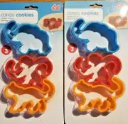 Fun Set of 6 Plastic Jungle Theme Cookie Cutters Elephant Monkey Cheetah NEW