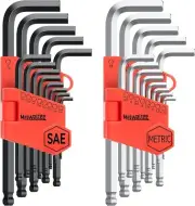 26pc Allen Wrench Hex Key Set Ball End T Handle Standard SAE & Metric T Handle