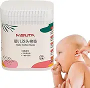 Baby Safety Cotton Swabs - Double Tipped Ear Swabs with Storage Box | Portable Beauty Tool for Ear Nose Clean, Wood Sticks