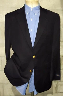 NEW 42L Brooks Brothers Blazer Jacket Wool Vavy Blue Mens Gold Buttons vented