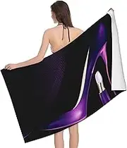 JBYJBX Elegant Purple High Heels Print Beach Towel Quick Dry Sandproof Microfiber Beach Bath Towel for Travel Pool Camping