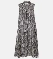 ['S Max Mara] 'S Max Mara Jackie silk twill midi dress UK 12 beige