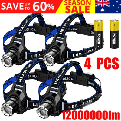 Up to 5pcs LED Headlamp Rechargeable Headlight Light Head Torch Lamp Flashlight