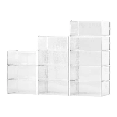 Shoe Storage Boxes 12 Pack Stackable Storage Organizers US Size 11 White