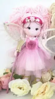 New Nathalie's Sweet Stitches Fairy Handmade Amigurumi Knitted Crotchet 16" Doll