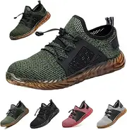 [Kirposh] Steel Toe Cap Trainers Safety Trainers,Breathable Safety Boots, Industrial Work Shoes for Men & Women,Work Trainers,Trainers Lightweight(Green,5.5)