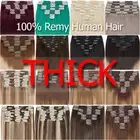 THICK Indian Clip in Hair Extensions 100% Remy Human Hair Full Head Double Weft