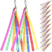 Toddmomy 12pcs Rainbow Dance Ribbons Rhythm Ribbon Dance Rhythm Ribbon Streamers for Kids Children Adults (Multi-Colored)