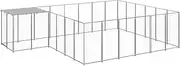 Outdoor Dog Kennel with Roof, Heavy Duty Outdoor Dog Fence with Security Latch for Large Medium Small Dog, 440 x 330 x 110 cm