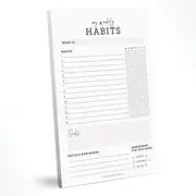 CARDAMONOLY Habit Tracker Notepad - 50 Page Tear Off Planning Pad - 6 x 9 - High Performance Planner - Chore Chart for Adults - Weekly Planner Undated - Self Care Planner