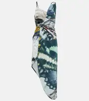 [Jacques Wei] Jacques Wei Asymmetric printed midi dress AU 8 multicoloured