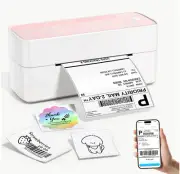 Asprink Bluetooth Thermal Label Printer, 241BT 4X6 Label PrintER (PINK/WHITE)